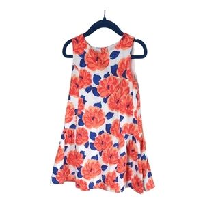 Janie and Jack Floral Dress Sleeveless‎ Coral Blossoms, Button/Bow Back Size 4